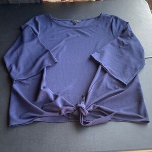 Banana Republic Navy Tie-Front Scoop Neck Top